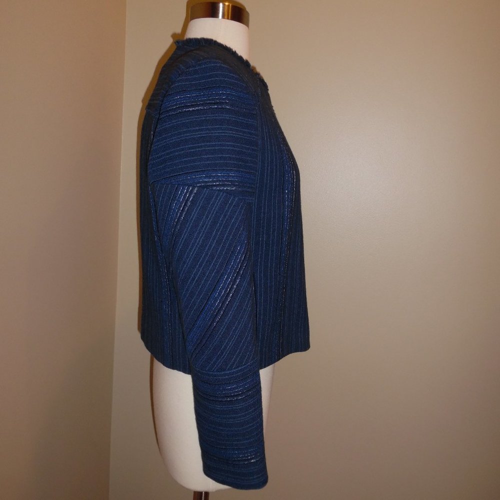 NWT Sandro Paris Blue Blucy Woven Workwear Casual Business Tweed Blazer Jacket - Picture 8 of 12